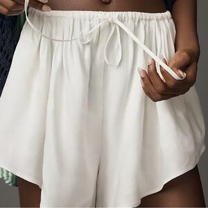 Maeve Anthropologie White Silky Chemisette Lounge Pajama Shorts, XL, Drawstring
